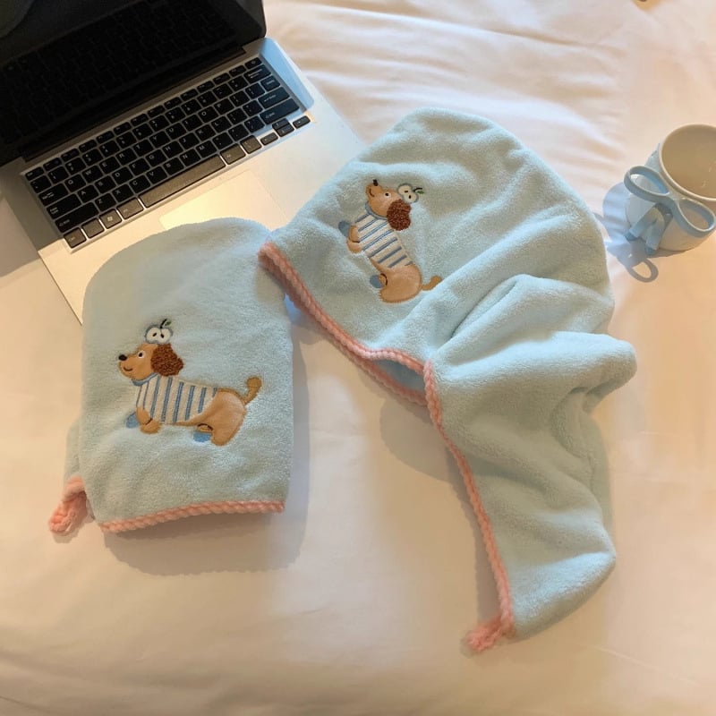 Kapa za sušenje kose s prošivenim slatkim štenadom, pojačana konstrukcija, visoka apsorpcija, brzo sušenje, pulover turbanski stil