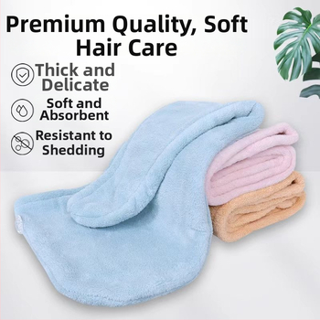 Čiapka na sušenie vlasov z koralového fleece, 150D priadza, 80–99 g, prispôsobiteľná