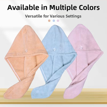 Čiapka na sušenie vlasov z koralového fleece, 150D priadza, 80–99 g, prispôsobiteľná