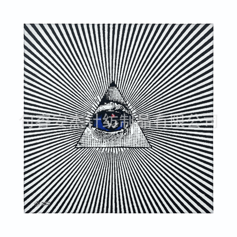 Sportinis galvos šalikas, hip-hop stilius, Eye of God raštas, 100% medvilnė, spausdintas logotipas