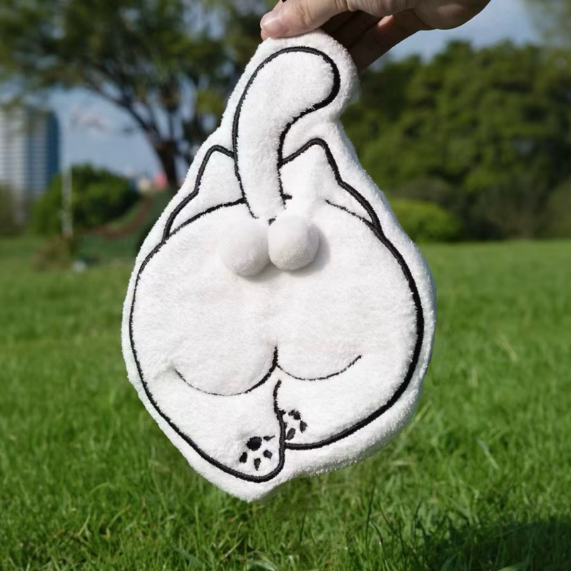 Ručni ručnik s preslatkim apstraktnim dizajnom mačića jaje, za kuhinju i kupaonu, izvezeni Coral fleece, 150D, težina 30–50 g