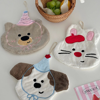 Prosop de mână cu design de agățare, fleece coral, broderie, 30–50 g, 150D, unisex