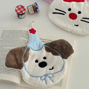 Prosop de mână cu design de agățare, fleece coral, broderie, 30–50 g, 150D, unisex