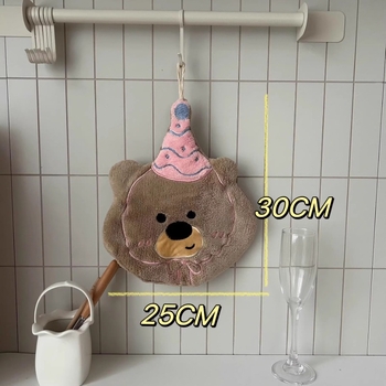 Prosop de mână cu design de agățare, fleece coral, broderie, 30–50 g, 150D, unisex