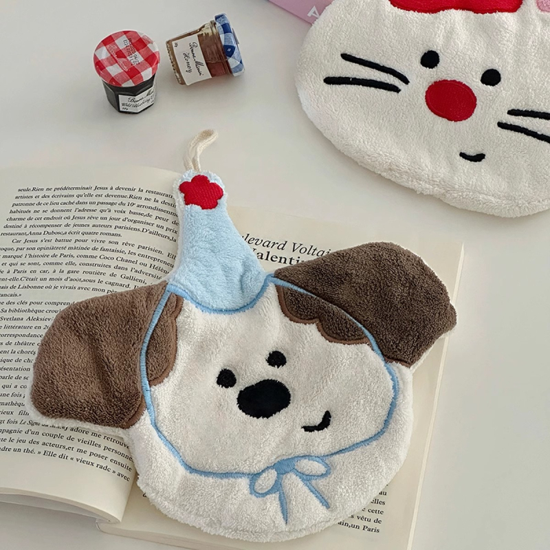 Prosop de mână cu design de agățare, fleece coral, broderie, 30–50 g, 150D, unisex