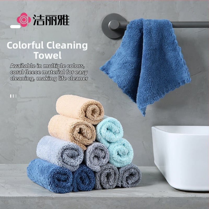 Set 10 prosoape de curățare din microfibră, prosop de mână, Grace/Jie Liya, 100–120 g, model simplu, lansat în 2023