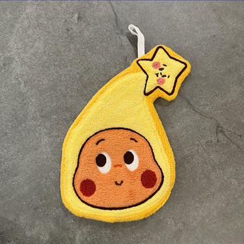 Prosop de mână din fleece coral, tip atârnat, absorbant, cu broderie și tiv