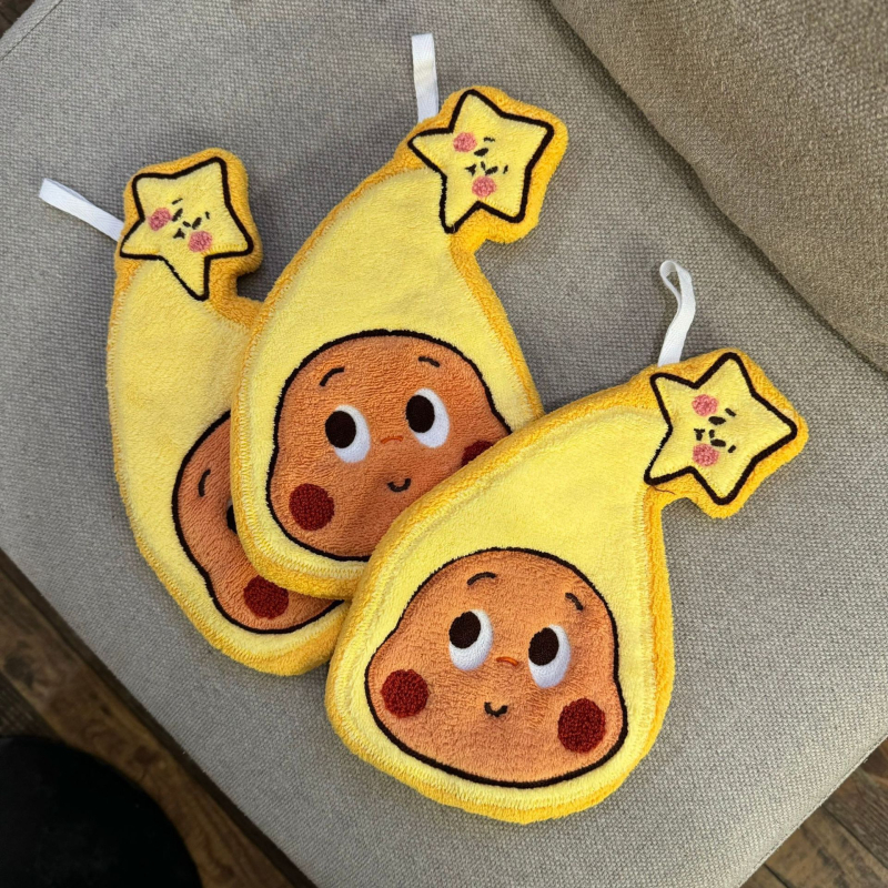 Prosop de mână din fleece coral, tip atârnat, absorbant, cu broderie și tiv