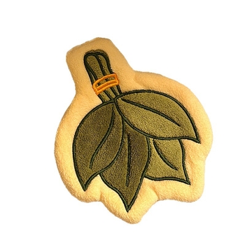 Prosop de mână cu design de frunză yuzu, velur coral, brodat, 30–50 g