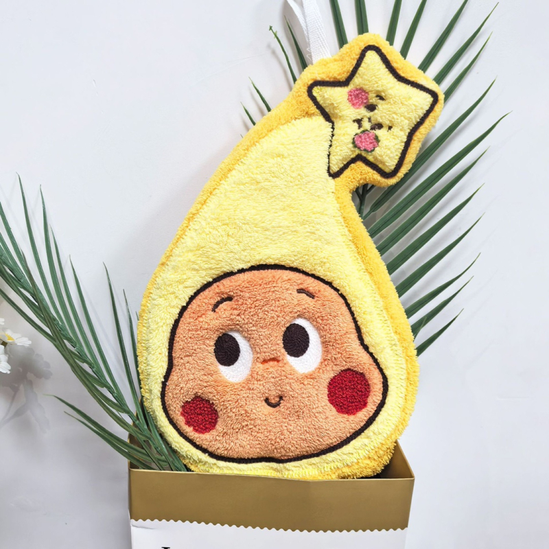 Prosop de mână cu model cu stele, din coral fleece, absorbant, 30–50 g, brodat, personalizabil