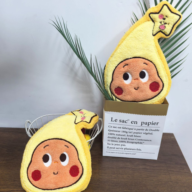 Prosop de mână cu model cu stele, din coral fleece, absorbant, 30–50 g, brodat, personalizabil