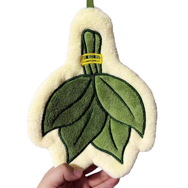 Prosop de mână cu motif frunză de grapefruit, fleece coral, fir 150D, greutate 30–50 g, personalizare prin cusătură și imprimare