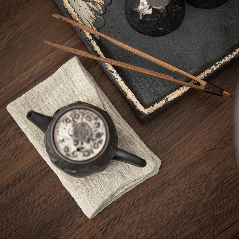 Xingpin Ceramics Aksesoari za čajnu ceremoniju – bambus klips za čaj i set od dvije krpe za čaj od pamuka i lana, moderan stil