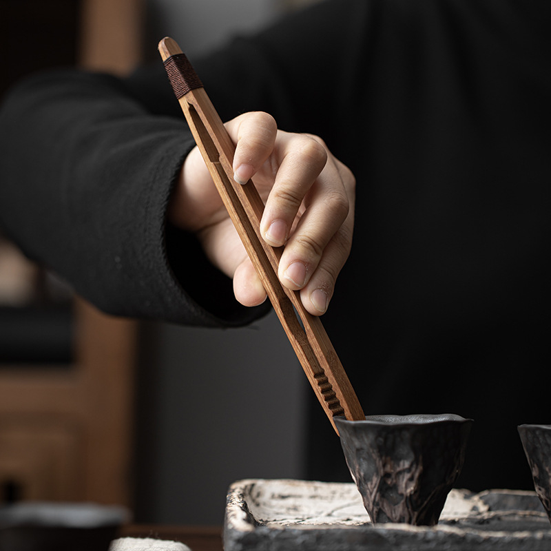 Xingpin Ceramics Aksesoari za čajnu ceremoniju – bambus klips za čaj i set od dvije krpe za čaj od pamuka i lana, moderan stil