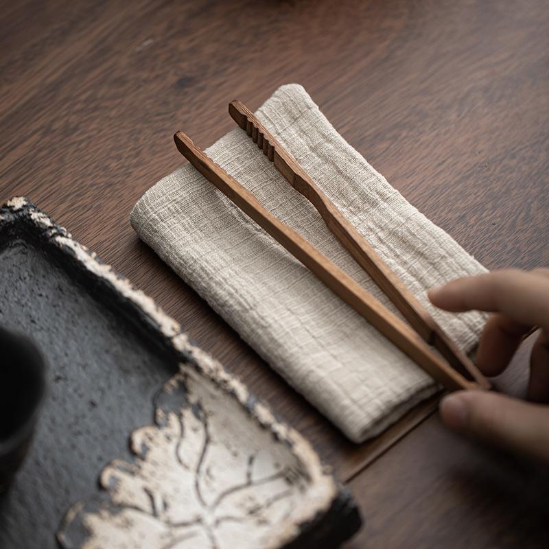 Xingpin Ceramics Aksesoari za čajnu ceremoniju – bambus klips za čaj i set od dvije krpe za čaj od pamuka i lana, moderan stil