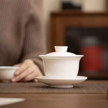 Keramička čajna zdjela s poklopcem - s tri talenta, set za čaj, moderan minimalistički dizajn, XB-0298