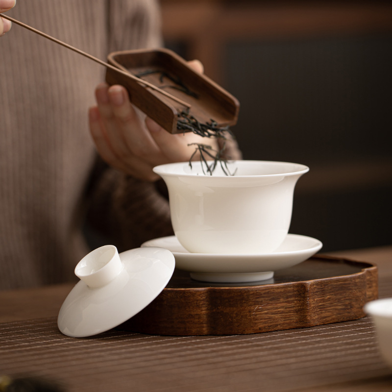 Keramička čajna zdjela s poklopcem - s tri talenta, set za čaj, moderan minimalistički dizajn, XB-0298