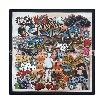 Τετράγωνο μαντήλι κεφαλής από 100% βαμβάκι με ψηφιακό εκτύπωμα graffiti, προσαρμοσμένο λογότυπο, υπαίθρια ποδηλασία