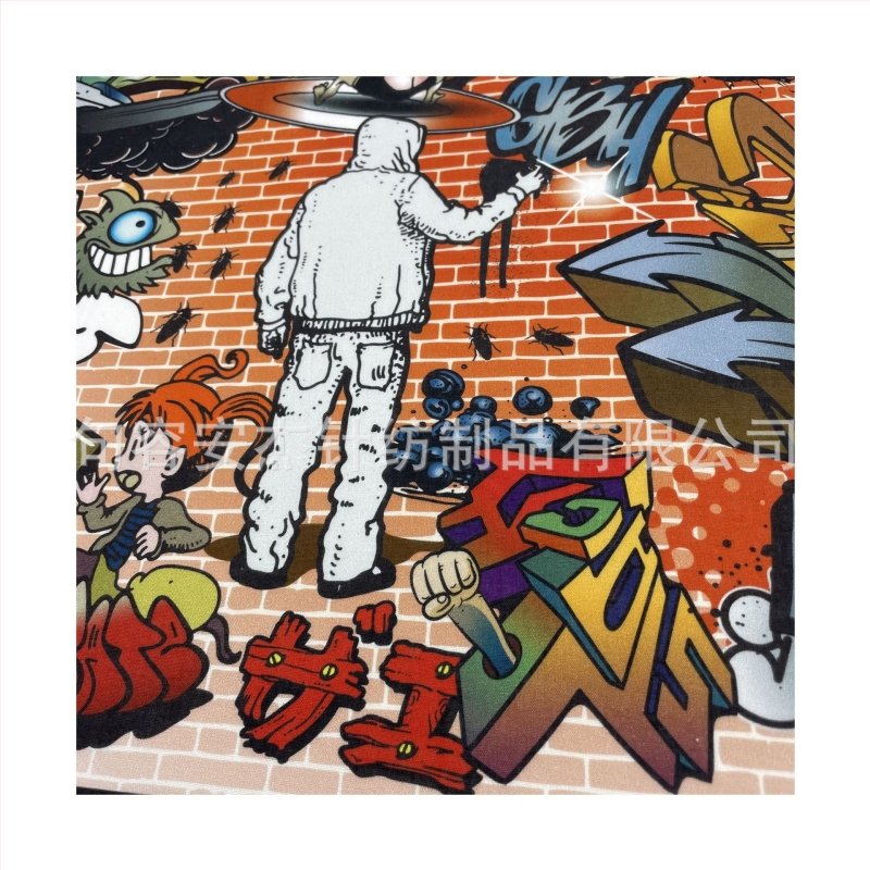 Športová šál na hlavu s graffiti štýlom digitálnej potlače, 100% bavlna, štvorcový šál, vonkajšie použitie, potlačené logo (100% bavlna; graffiti digitálna potlač; štvorcový šál; vonkajšie použitie; potlačené logo)