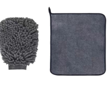 Mănușă de spălat auto din microfibră chenille, îngroșată pentru protecția vopselei; include prosop din velur coral și burete de curățare; 60 fire, greutate 200 g+.