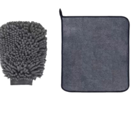 Mănușă de spălat auto din microfibră chenille, îngroșată pentru protecția vopselei; include prosop din velur coral și burete de curățare; 60 fire, greutate 200 g+.