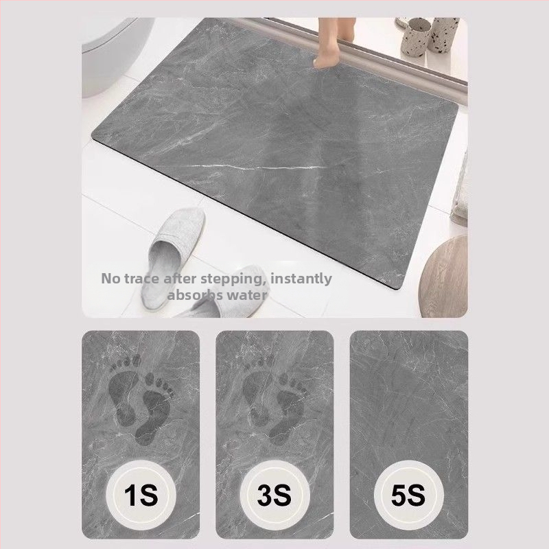 Dijatomitna podloga za kupaonicu – brzo se suši, vodootporna, protuklizna; jednostavan moderni stil; jednobojni uzorak