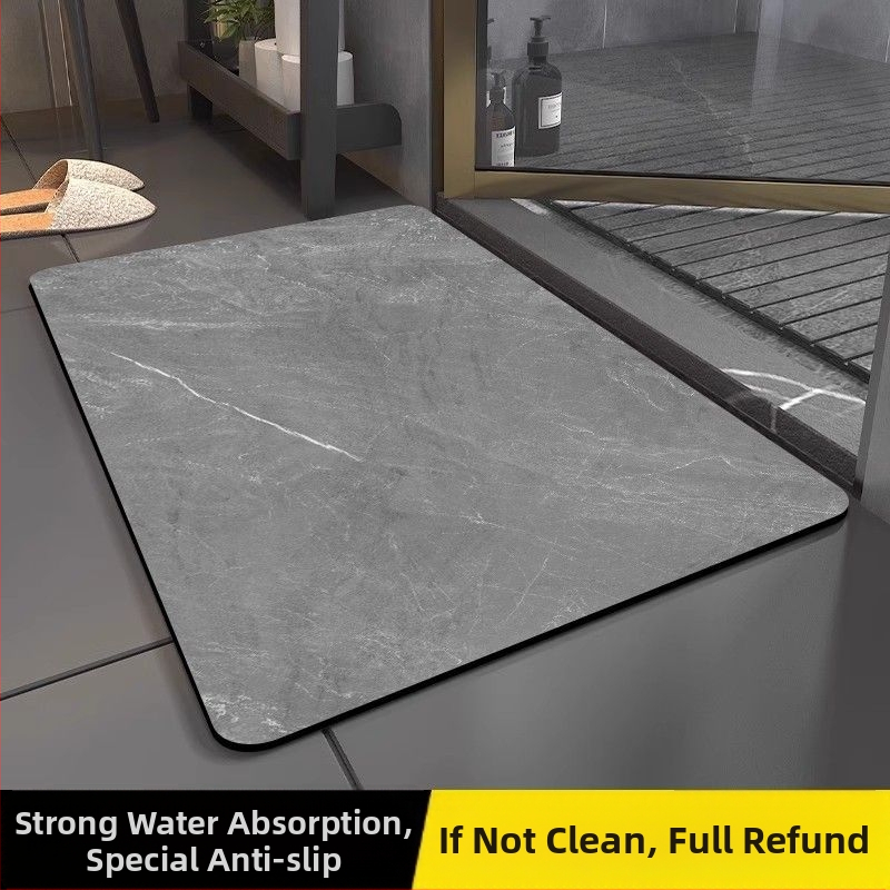 Dijatomitna podloga za kupaonicu – brzo se suši, vodootporna, protuklizna; jednostavan moderni stil; jednobojni uzorak