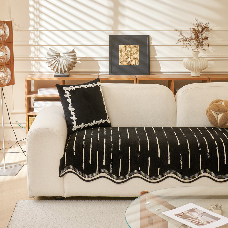 Husă pentru pernă de canapea Chenille pentru canapea sectională | Material: Chenille; Potrivit pentru canapea sectională; Stil: minimalist, model dantelat