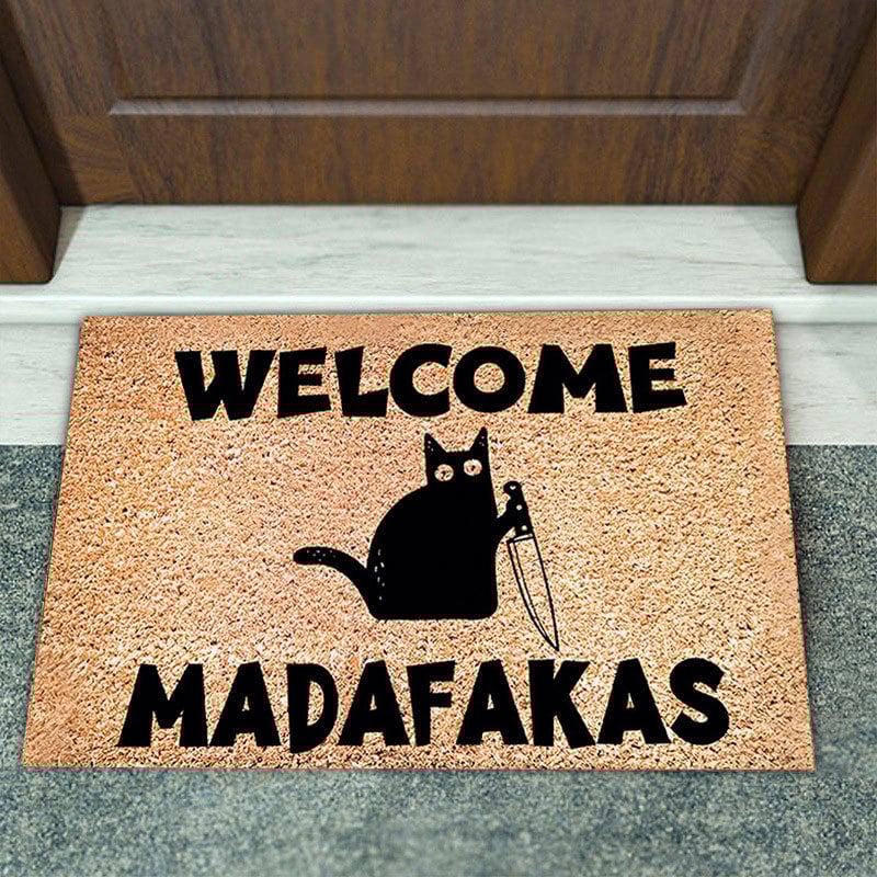 Covoraș de podea din catifea, cu model de animale drăguțe, pătrat, lavabil, pentru intrare