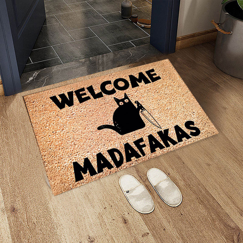 Covoraș de podea din catifea, cu model de animale drăguțe, pătrat, lavabil, pentru intrare