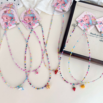 Dječja ogrlica s perlicama u cartoon stilu, kuglični lanac, s privjeskom, za uzrast 3-6 godina