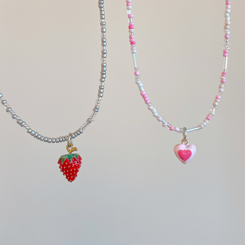 Dječja ogrlica s perlicama u cartoon stilu, kuglični lanac, s privjeskom, za uzrast 3-6 godina