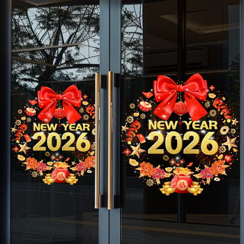 Novogodišnje naljepnice za prozore sa statičkim prianjanjem na staklo, dekor za vitrine i vrata, 2026