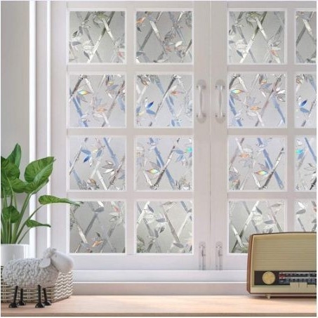 Film za zaštitu privatnosti na staklu, elektrostaticki, bez ljepila, PET materijal, uzorak listova, novi kineski stil