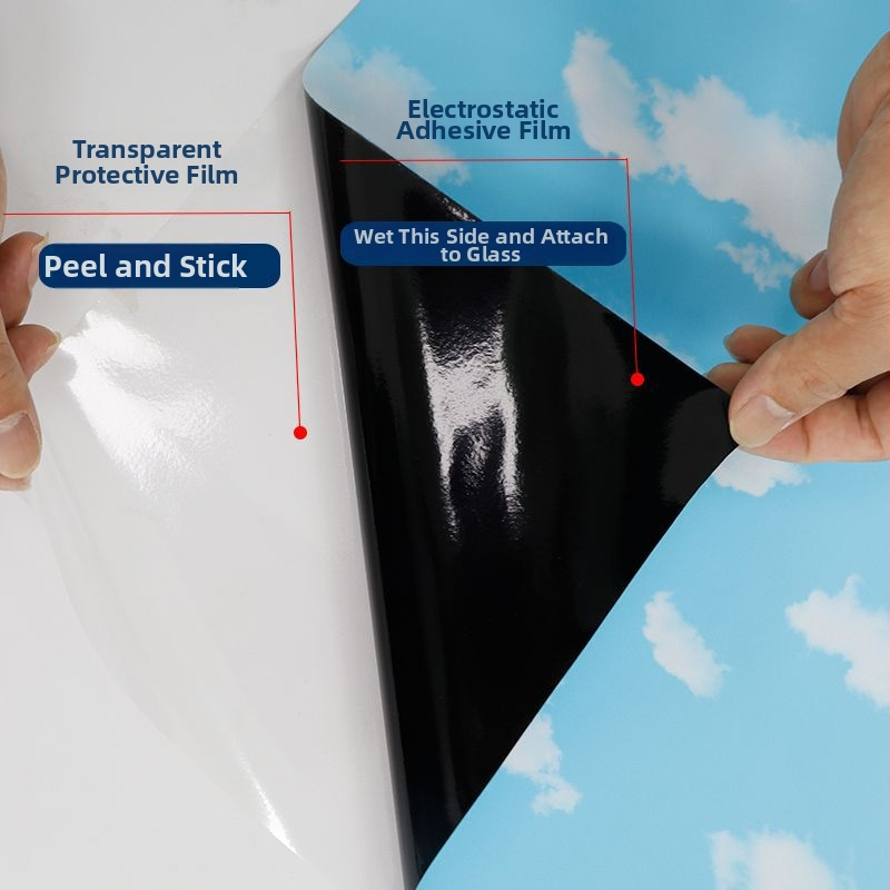 Folie pentru ferestre autoadezivă PVC, model peisaj natural, pentru sufragerie