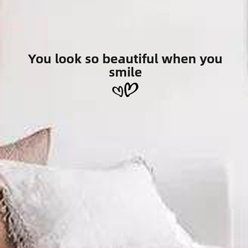 Nástenna samolepka PVC, vodotesná, textový citát: 'You Look Good When You Smile' - jeden kus, vhodné do obývačky, spálne, študovne, reštaurácie, vstupu, komerčných priestorov