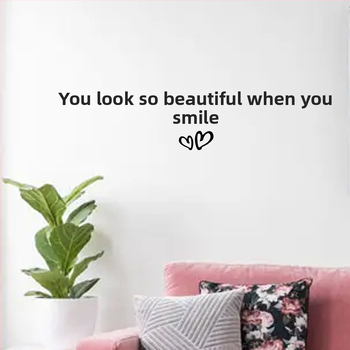 Nástenna samolepka PVC, vodotesná, textový citát: 'You Look Good When You Smile' - jeden kus, vhodné do obývačky, spálne, študovne, reštaurácie, vstupu, komerčných priestorov