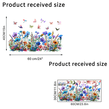 Autocolant de perete electrostatic, fără adeziv, cu flori, fluturi și dragonflies; PVC, impermeabil, rezistent la umezeală, murdărie și mucegai. Model 21212100336; 1 bucată.