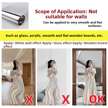 PET spoguļu plēve, pašlīmējoša, griežama, 1 gab., vienkāršs stils, guļamistabas dekors