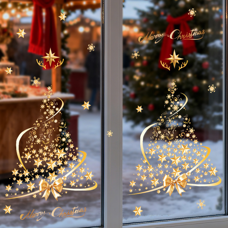 Akrilne staklene naljepnice za Božićno drvce, elektrostaticko prianjanje, 1 komad, pogodno za dnevni boravak, spavaću sobu, ured, vanjske prostore