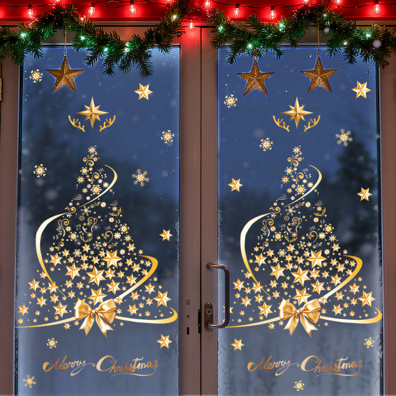 Akrilne staklene naljepnice za Božićno drvce, elektrostaticko prianjanje, 1 komad, pogodno za dnevni boravak, spavaću sobu, ured, vanjske prostore