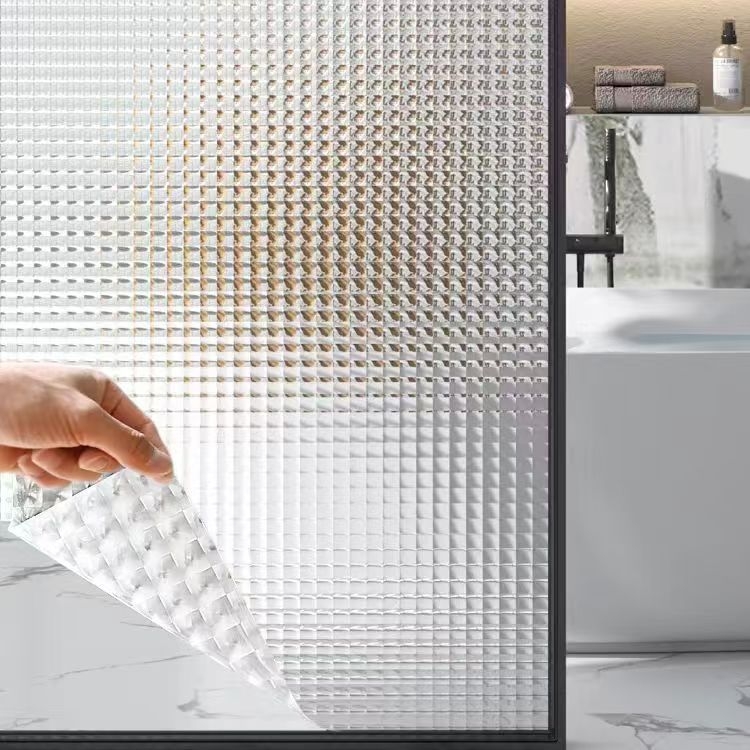 Film pentru ferestre PVC – intimitate, adeziv electrostatic, 3D ochi de pisică, model frunze (PVC • adeziv electrostatic • 3D ochi de pisică • model frunze)