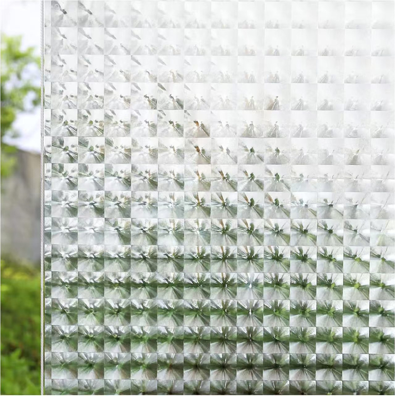 Film pentru ferestre PVC – intimitate, adeziv electrostatic, 3D ochi de pisică, model frunze (PVC • adeziv electrostatic • 3D ochi de pisică • model frunze)