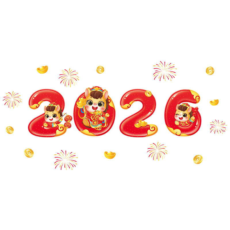 Decaluri pentru ferestre cu Anul Calului – electrostatice, PVC, stil modern minimalist, potrivite pentru living și spații comerciale