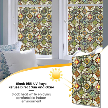 Film mat pentru sticlă, intimitate - PVC, adeziv electrostatic, model circular, stil modern minimalist, pentru baie