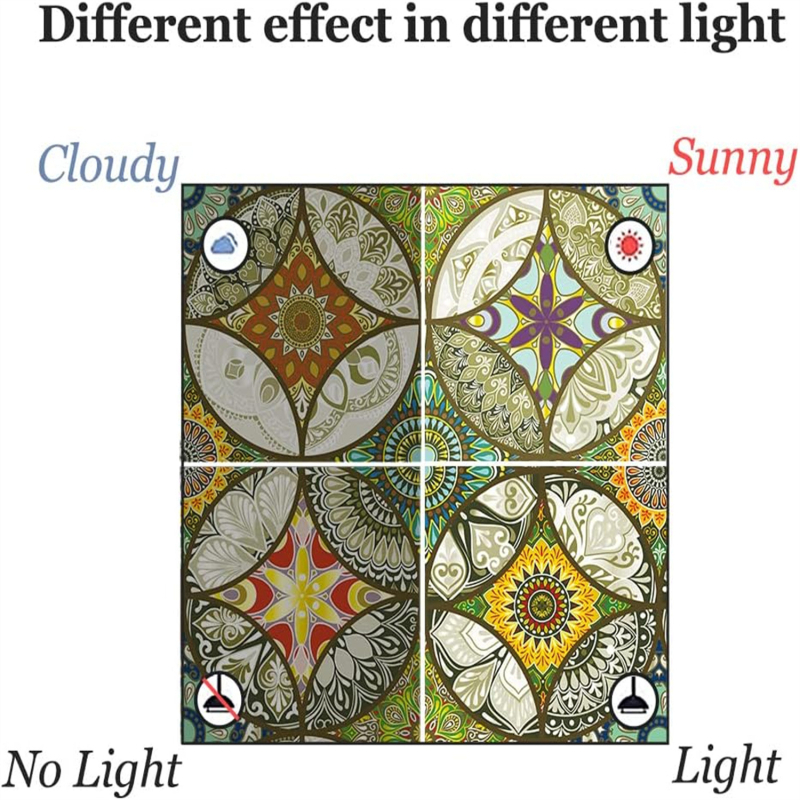 Film mat pentru sticlă, intimitate - PVC, adeziv electrostatic, model circular, stil modern minimalist, pentru baie