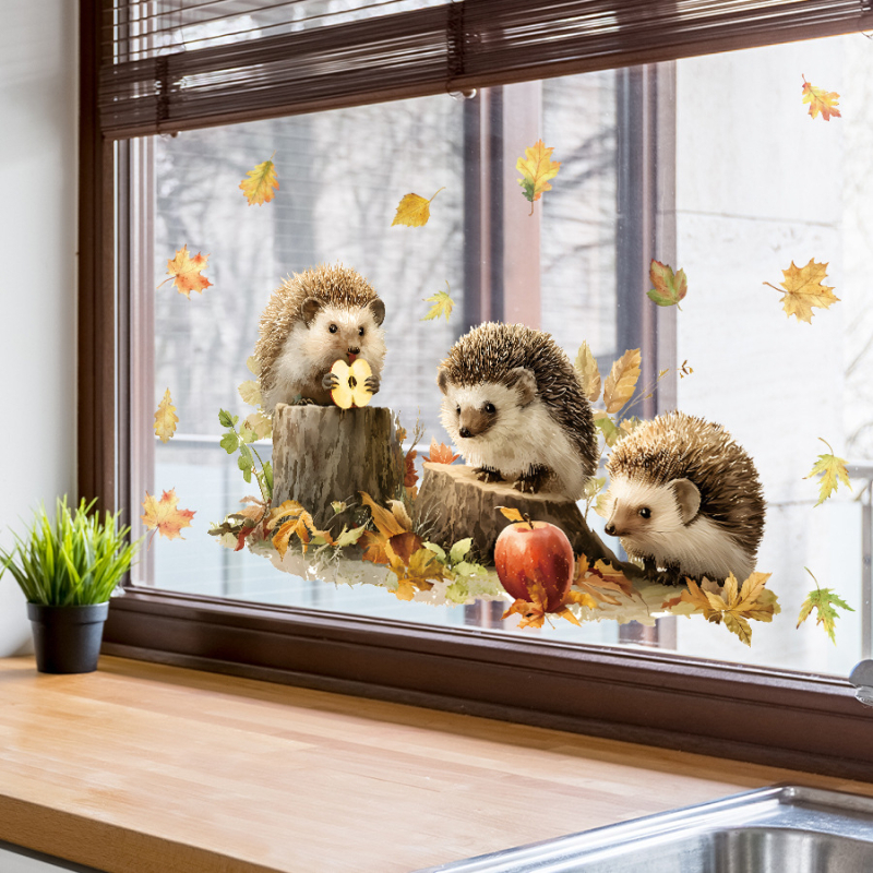 Autocolant electrostatic pentru fereastră – Motiv animal, 1 bucată, PVC, impermeabil, potrivit pentru living, dormitor și hol, stil desen animat, design plat