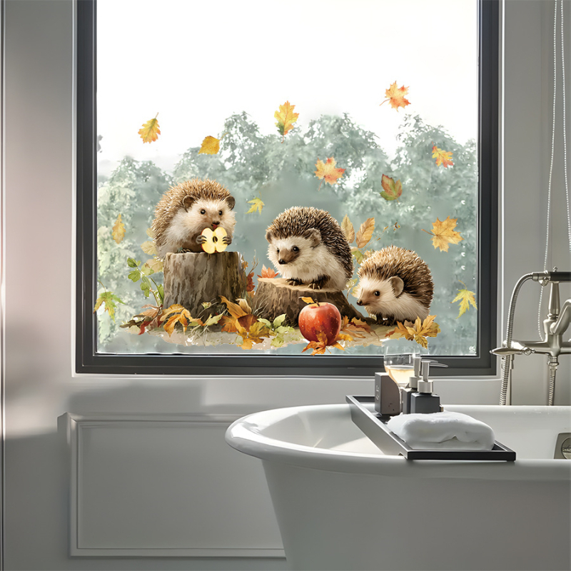 Autocolant electrostatic pentru fereastră – Motiv animal, 1 bucată, PVC, impermeabil, potrivit pentru living, dormitor și hol, stil desen animat, design plat