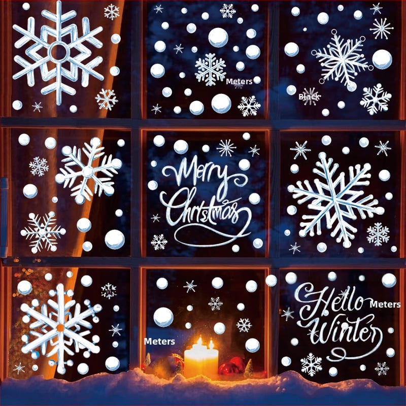 Decaluri PVC pentru ferestre - fulgi de zăpadă, stil de Crăciun, peste 5 bucăți, impermeabile