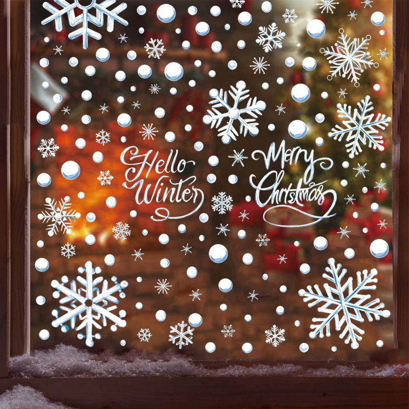 Decaluri PVC pentru ferestre - fulgi de zăpadă, stil de Crăciun, peste 5 bucăți, impermeabile